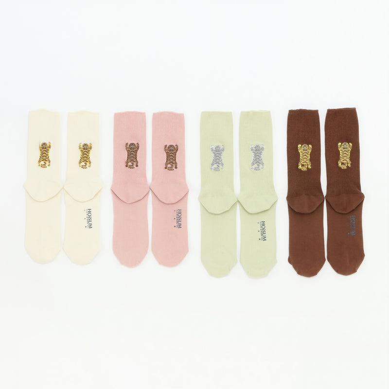 トラ刺繍ソックスもこもこ
